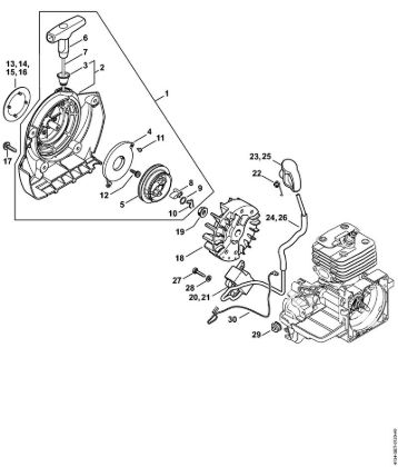 Foices a motor (FS) FS 250 R Dispositivo de arranque, Sistema de ignição da marca Stihl