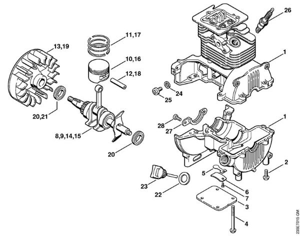 Foices a motor (FS) FS 25-4 Caixa da cambota da marca Stihl