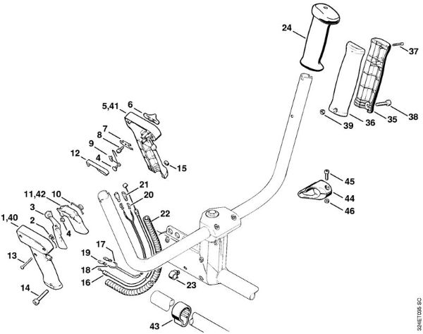 Foices a motor (FS) FS 280 K Cabo de manejo   3 54 341 645 (20.2002) da marca Stihl