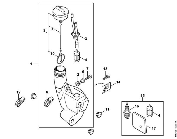 Foices a motor (FS) FS 38 2-MIX Tanque de combustível da marca Stihl