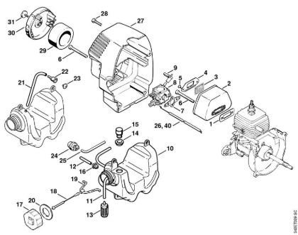 Foices a motor (FS) FS 40 - 4130 Silenciador, Cobertura da marca Stihl