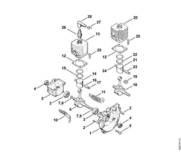 Foices a motor (FS) FS 48 Caixa da cambota, Cilindro da marca Stihl