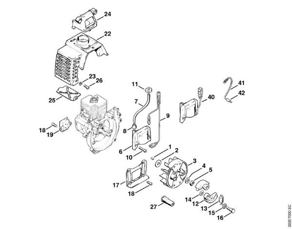 Foices a motor (FS) FS 48 Sistema de ignição, Embreagem da marca Stihl