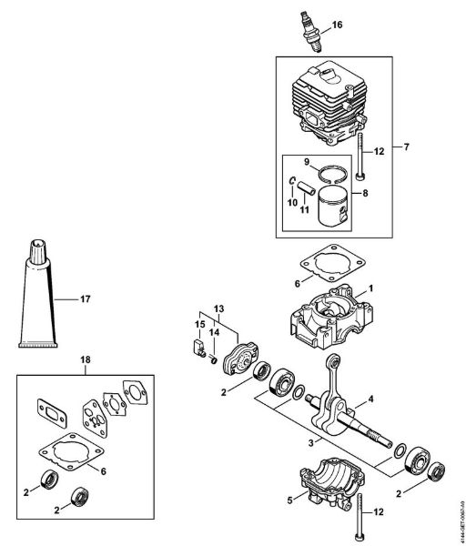 Foices a motor (FS) FS 50-L Caixa da cambota, Cilindro da marca Stihl