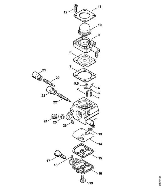 Foices a motor (FS) FS 55 2-MIX Carburador C1Q-S216, C1Q-S190 2-MIX (16.2014), (39.2011) da marca Stihl