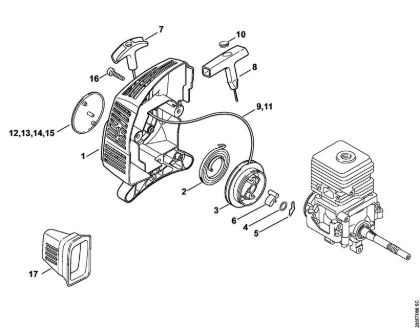 Foices a motor (FS) FS 55 2-MIX Dispositivo de arranque da marca Stihl