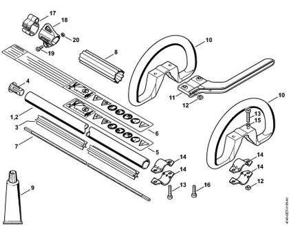 Foices a motor (FS) FS 55 2-MIX Haste FS 55, Cabo circular da marca Stihl