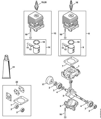 Foices a motor (FS) FS 55 R 2-MIX Caixa da cambota, Cilindro 2-MIX da marca Stihl