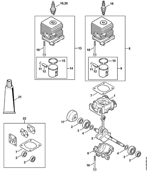 Foices a motor (FS) FS 55 R 2-MIX Caixa da cambota, Cilindro 2-MIX da marca Stihl