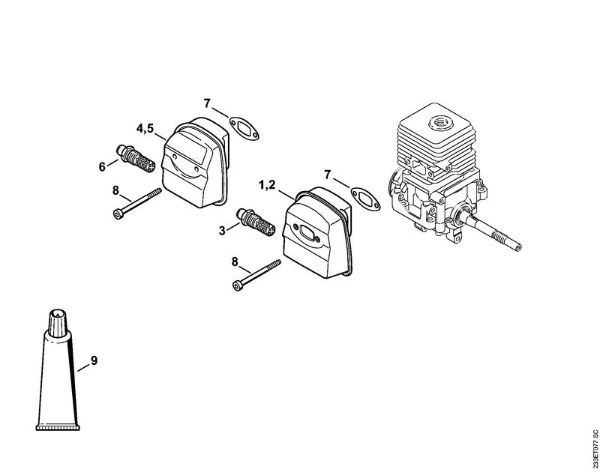 Foices a motor (FS) FS 55 RC-E Silenciador da marca Stihl