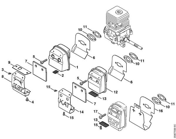 Foices a motor (FS) FS 55 T Silenciador Cat. da marca Stihl
