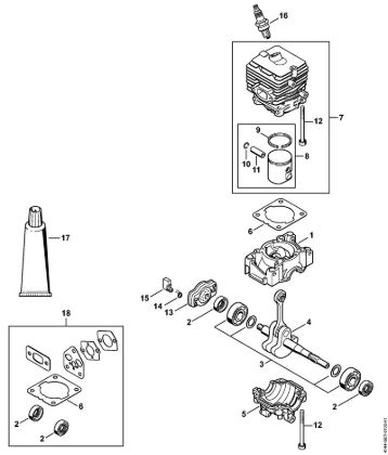 Foices a motor (FS) FS 56 C-E Caixa da cambota, Cilindro da marca Stihl