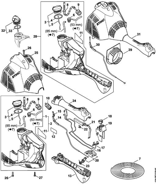 Foices a motor (FS) FS 56 R Cárter do motor (Cabo circular) da marca Stihl