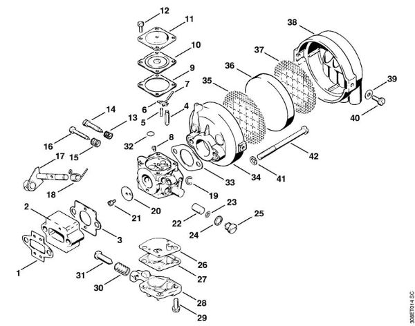 Foices a motor (FS) FS 65 Carburador, Filtro de ar   X 13 524 140 da marca Stihl