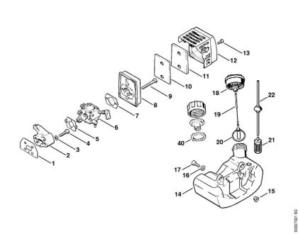 Foices a motor (FS) FS 66 Filtro de ar, Tanque de combustível da marca Stihl