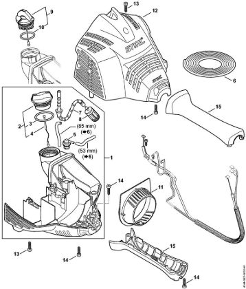 Foices a motor (FS) FS 70 C-E Cárter do motor (Cabo para duas mãos) da marca Stihl