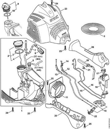 Foices a motor (FS) FS 70 RC-E Cárter do motor (Cabo circular) da marca Stihl