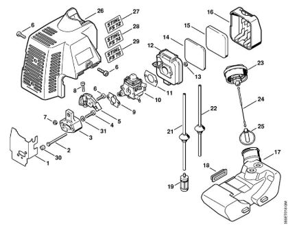 Foices a motor (FS) FS 72 Filtro de ar, Tanque de combustível da marca Stihl