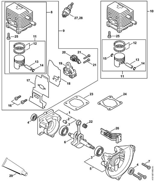Foices a motor (FS) FS 75 Caixa da cambota, Cilindro da marca Stihl