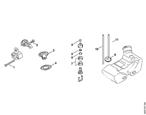 Foices a motor (FS) FS 76 Filtro de ar, Tanque de combustível (01.94), (53.92) da marca Stihl