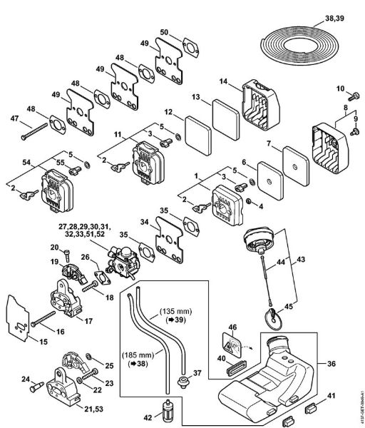 Foices a motor (FS) FS 80 R Filtro de ar, Tanque de combustível da marca Stihl