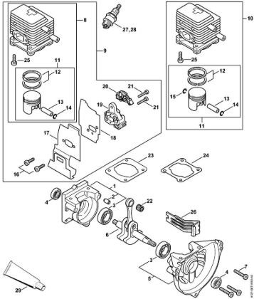 Foices a motor (FS) FS 85 Caixa da cambota, Cilindro da marca Stihl