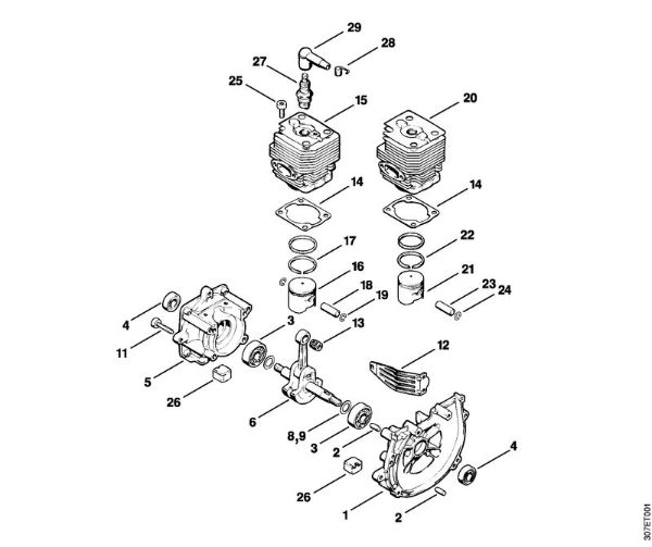 Foices a motor (FS) FS 86 Caixa da cambota, Cilindro da marca Stihl