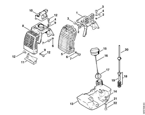 Foices a motor (FS) FS 86 Cobertura, Tanque de combustivel da marca Stihl