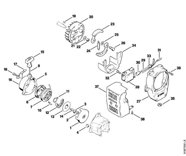 Foices a motor (FS) FS 90 - 4117 Dispositivo de arranque da marca Stihl