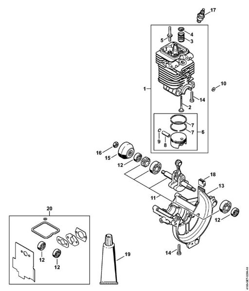 Foices a motor (FS) FS 90 - 4180 Cilindro, Tina da cambota da marca Stihl
