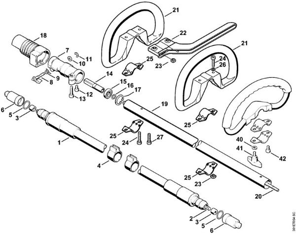 Foices a motor portáteis nas costas (FR) FR 106 Eixo Flexivel, Cabo circular da marca Stihl