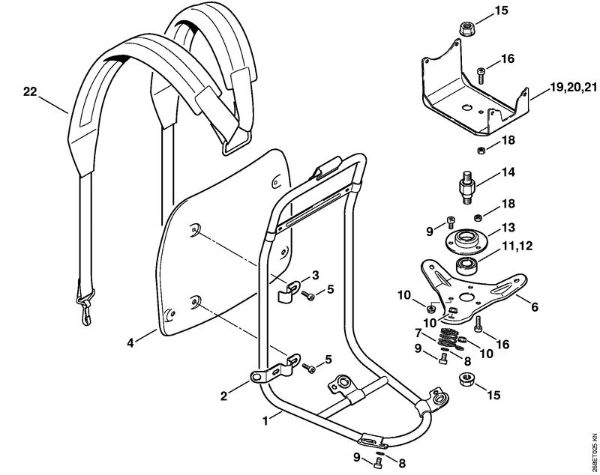 Foices a motor portáteis nas costas (FR) FR 125 SEA Quadro de suporte da marca Stihl