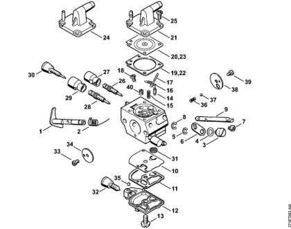 Foices a motor portáteis nas costas (FR) FR 350 Carburador C1Q-S162, C1Q-S164, C1Q-S83, C1Q-S139 FR 350 da marca Stihl
