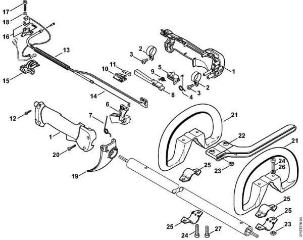 Foices a motor portáteis nas costas (FR) FR 450 Cabo de manejo da marca Stihl