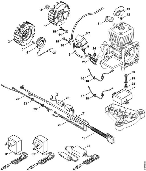 Foices a motor portáteis nas costas (FR) FR 450 Sistema de ignição, Cablagem préformada FR 450, 480, 480 C da marca Stihl