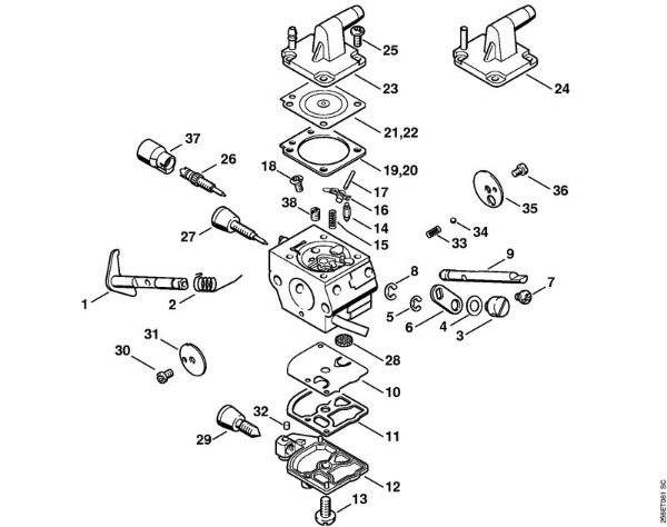 Foices a motor portáteis nas costas (FR) FR 480 (4128) Carburador C1Q-S155, C1Q-S113, C1Q-S94 FR 450, 480 da marca Stihl