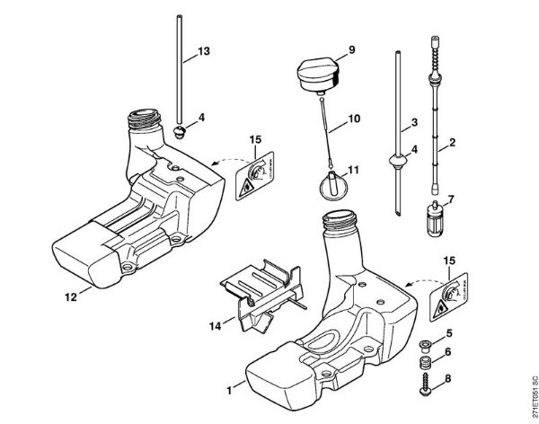 Foices a motor portáteis nas costas (FR) FR 480 (4128) Tanque de combustível da marca Stihl