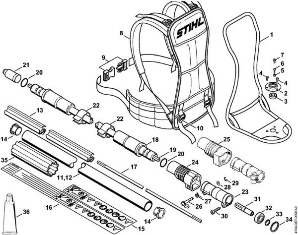 Foices a motor portáteis nas costas (FR) FR 480 C-F (4128) Quadro de suporte, Haste da marca Stihl