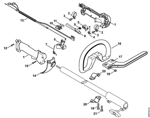 Foices a motor portáteis nas costas (FR) FR 85 Cabo de manejo da marca Stihl