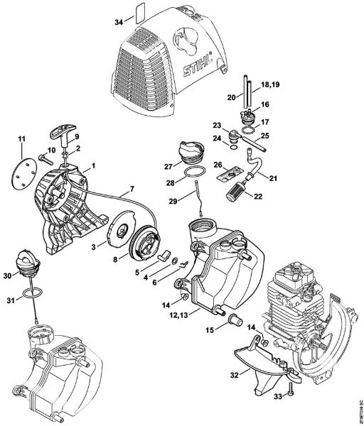 Roçadeiras (FS) FS 310 Dispositivo de arranque, Tanque de combustível da marca Stihl