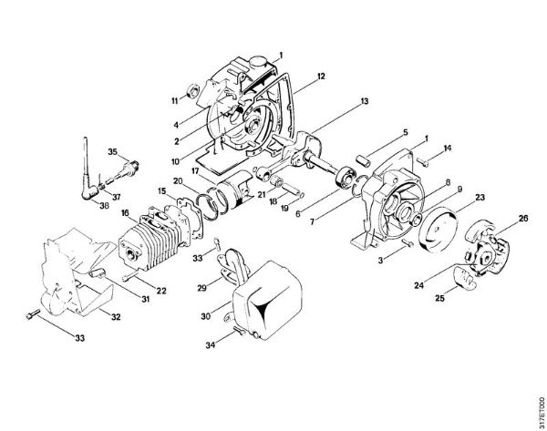 Roçadeiras (FS) FS 410 (4110) Caixa da cambota, Cilindro, Embreagem da marca Stihl