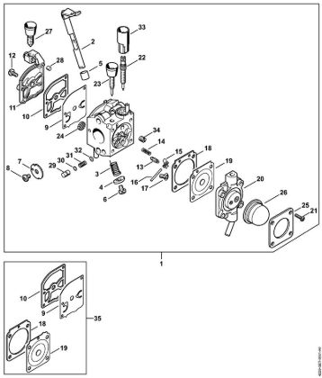 Sopradores (BG, BR) BG 55 C Z KAT Carburador C1Q-S64 (18.2002) da marca Stihl