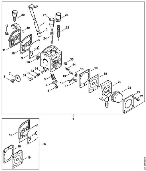 Sopradores (BG, BR) BG 55 C Z KAT Carburador C1Q-S68 da marca Stihl