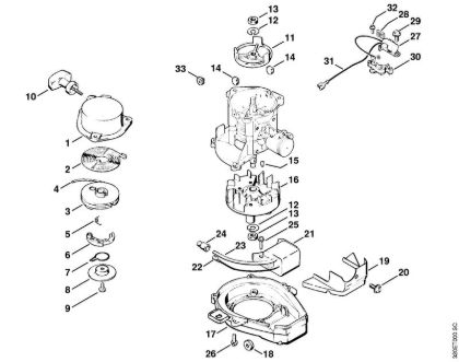 Sopradores (BG, BR) BG 61 Dispositivo de arranque, Sistema de ignição da marca Stihl