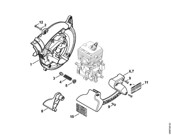 Sopradores (BG, BR) BG 66 C-E D Caixa do ventilador interior BG 66 C da marca Stihl
