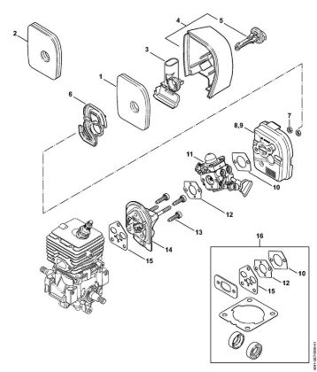 Sopradores (BG, BR) BG 66 C-E D Filtro de ar, Flange intermediário da marca Stihl