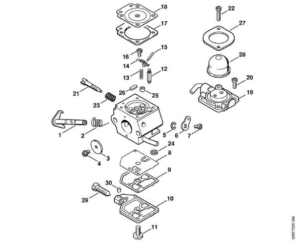 Sopradores (BG, BR) BG 75 Carburador C1Q-S30 da marca Stihl