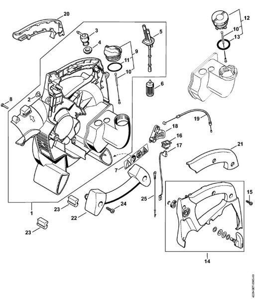 Sopradores (BG, BR) BG 85 Caixa do ventilador interior (04.2001), (45.2001), (18.2002) da marca Stihl