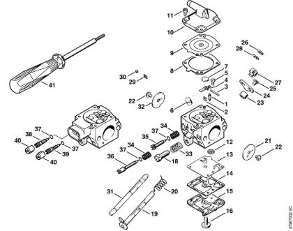Sopradores (BG, BR) BR 340 Carburador HD-28, HD-29, HD-45 da marca Stihl