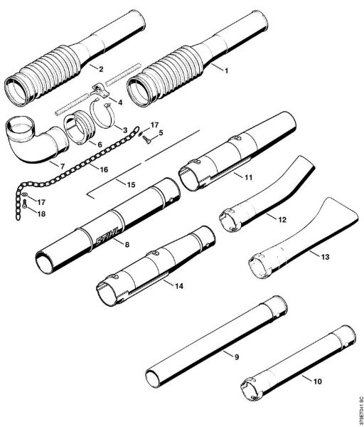 Sopradores (BG, BR) BR 340 Mangueira dobradiça, Tubo soprador da marca Stihl